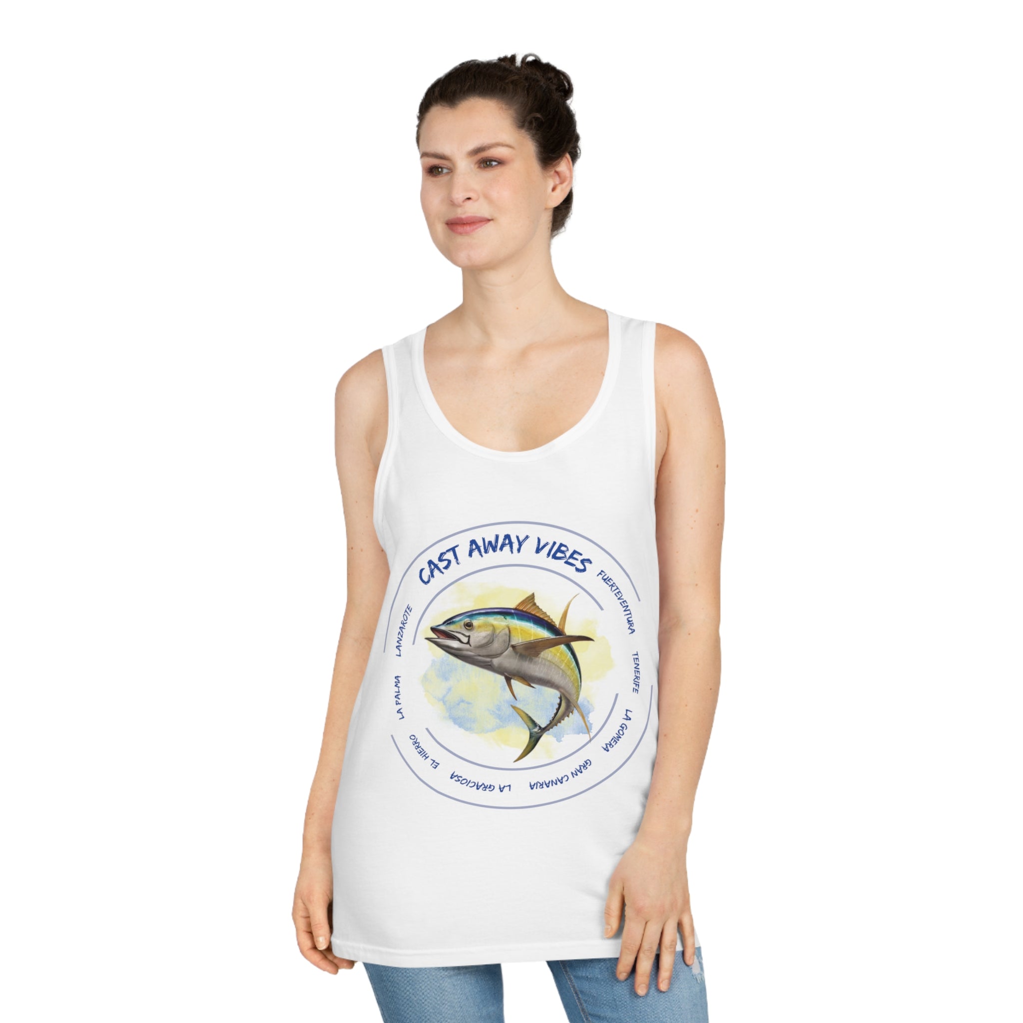 Camiseta sin mangas unisex Softstyle™ con efecto náutico