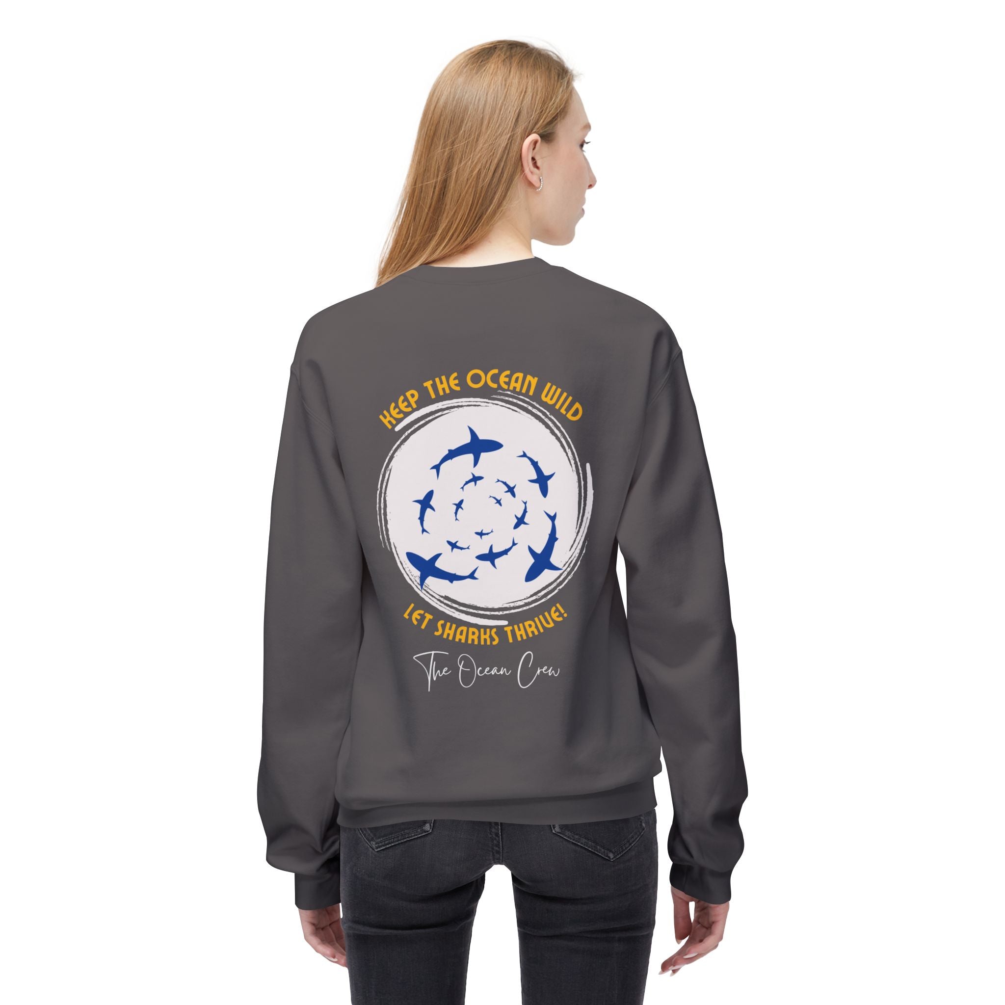 Unisex-Sweatshirt mit Rundhalsausschnitt und weichem Fleece mittlerer Stärke Haie