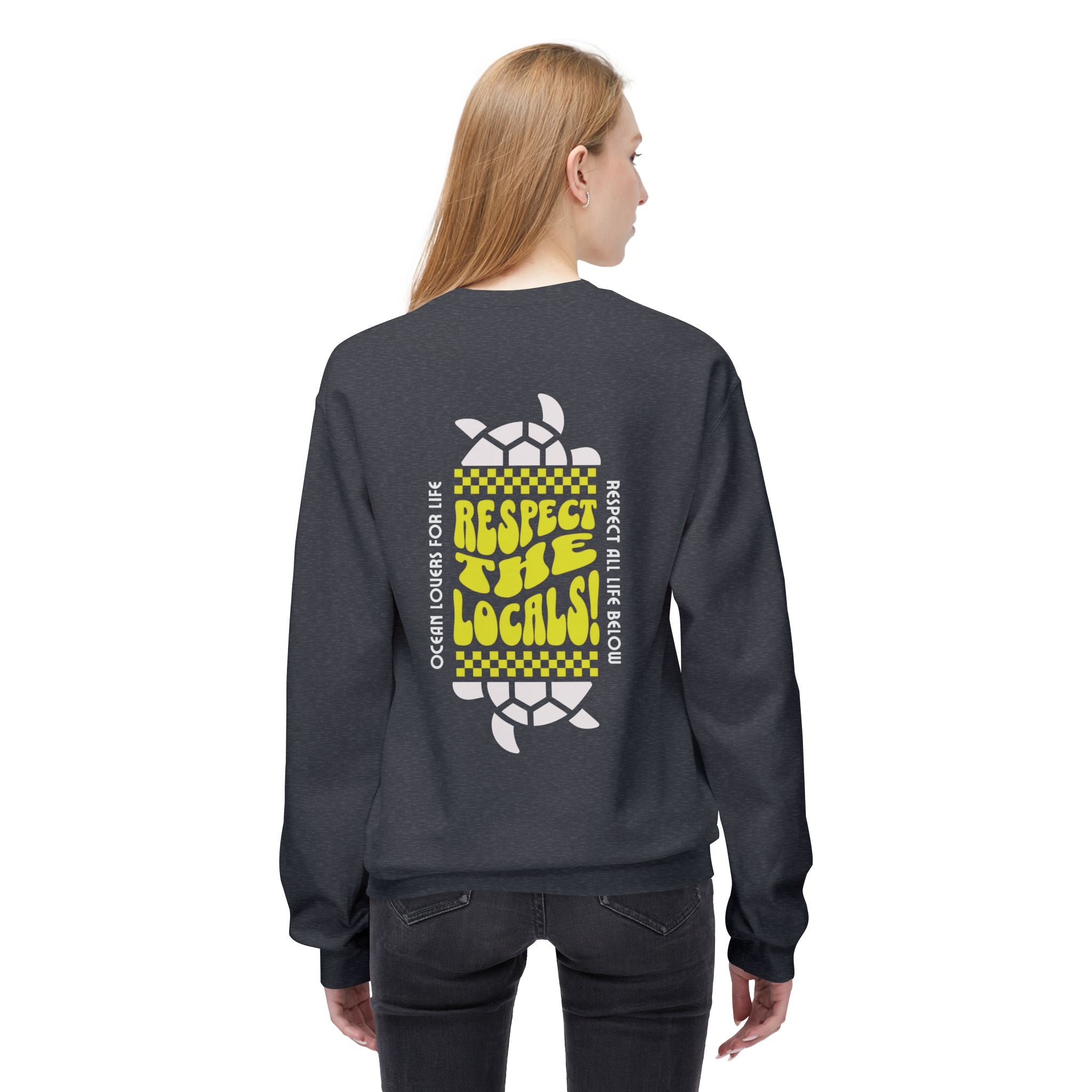 Unisex-Sweatshirt aus mittelschwerem Softstyle-Fleece mit Rundhalsausschnitt „Respect The Locals“