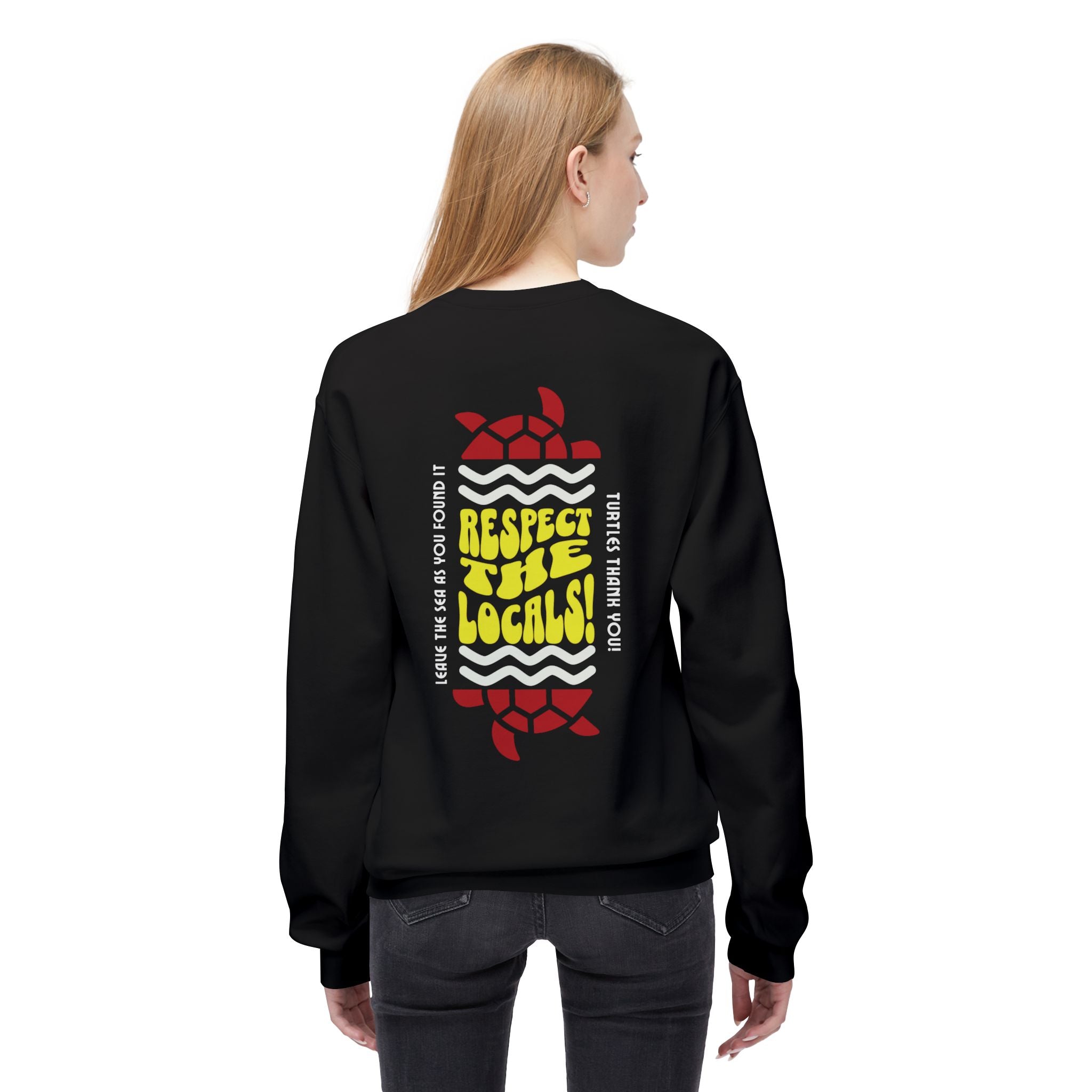 Unisex-Sweatshirt mit Rundhalsausschnitt und weichem Fleece, mittelschwer, Respect The Locals Schildkröte