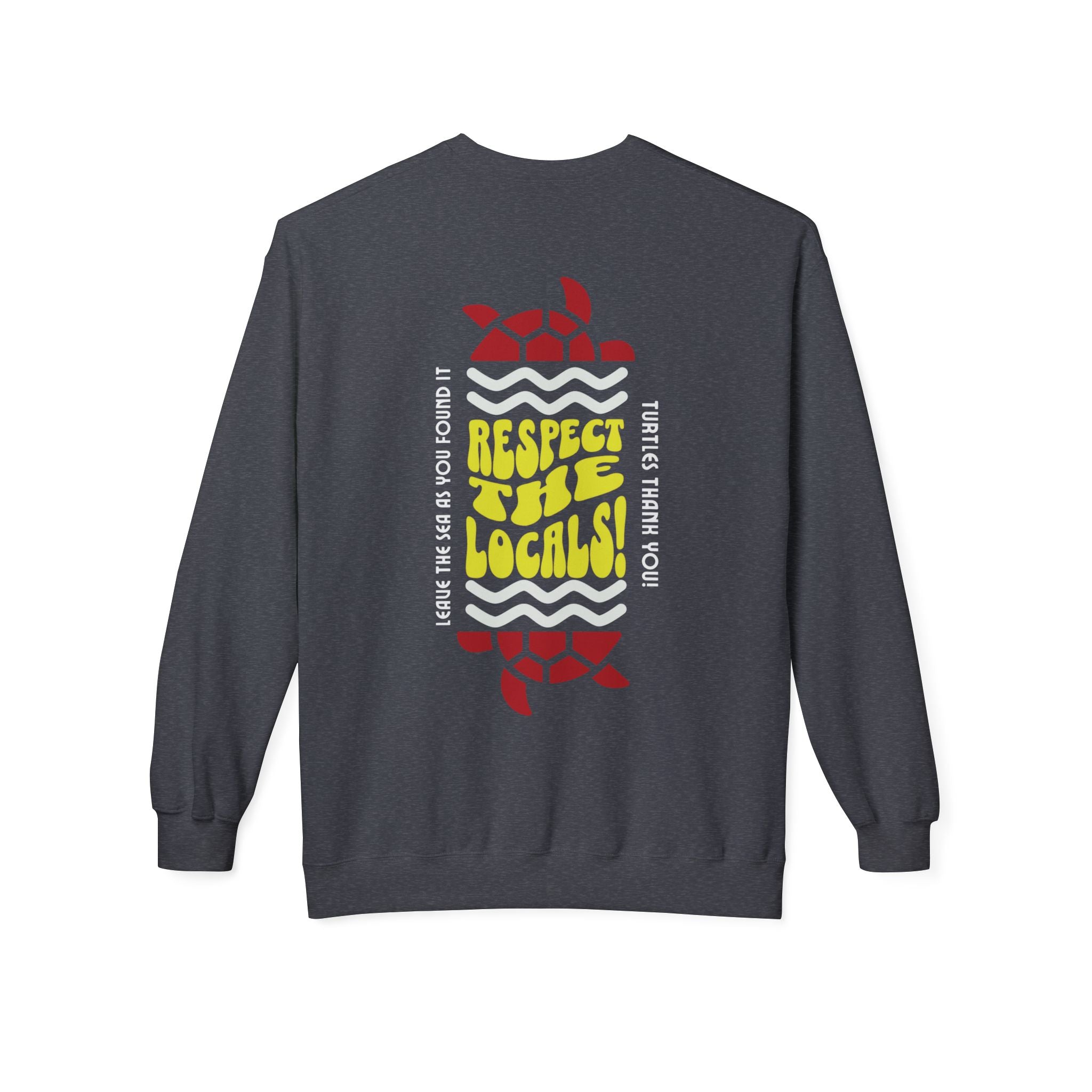 Unisex-Sweatshirt mit Rundhalsausschnitt und weichem Fleece, mittelschwer, Respect The Locals Schildkröte