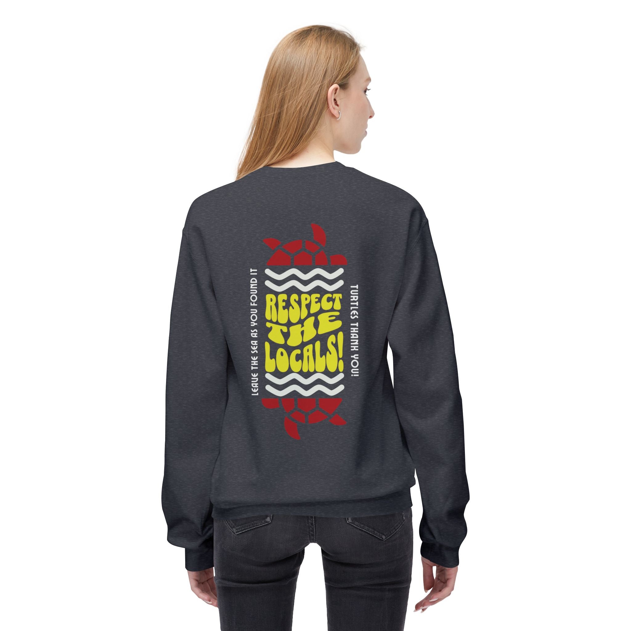 Unisex-Sweatshirt mit Rundhalsausschnitt und weichem Fleece, mittelschwer, Respect The Locals Schildkröte
