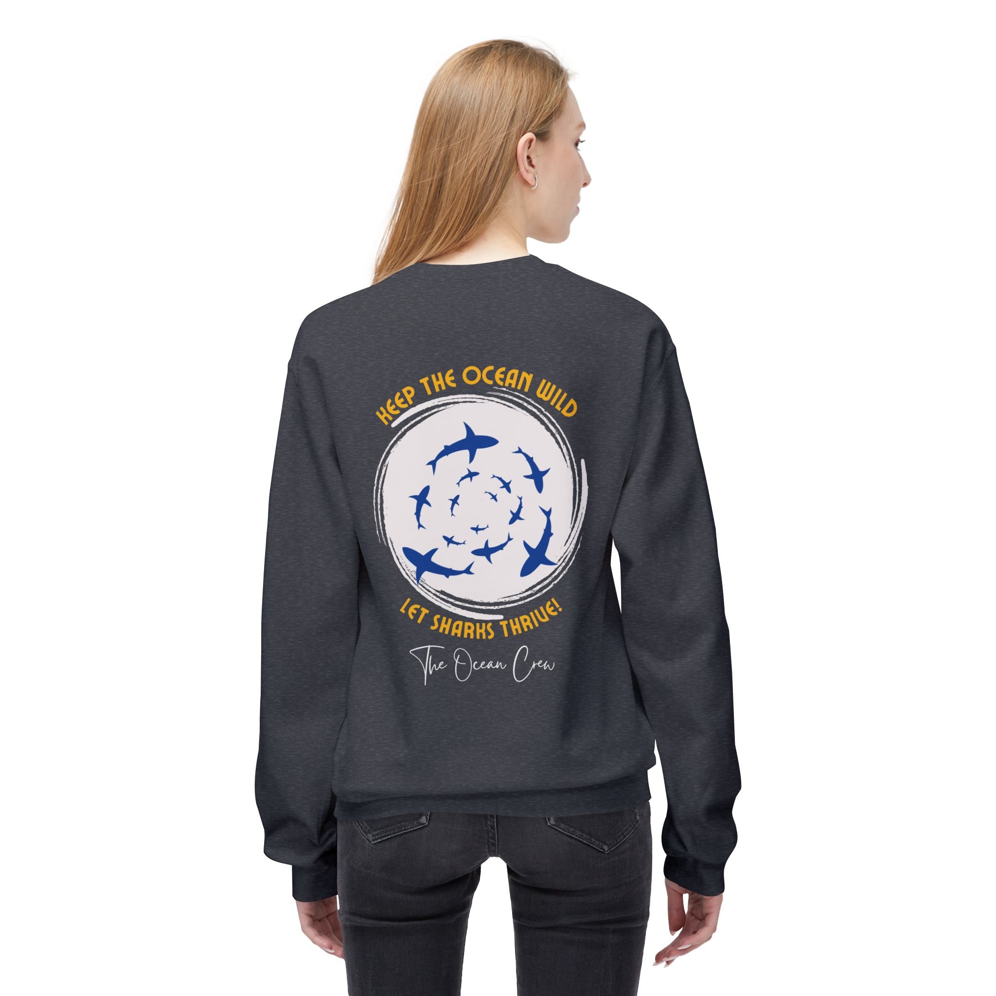 Unisex-Sweatshirt mit Rundhalsausschnitt und weichem Fleece mittlerer Stärke Haie