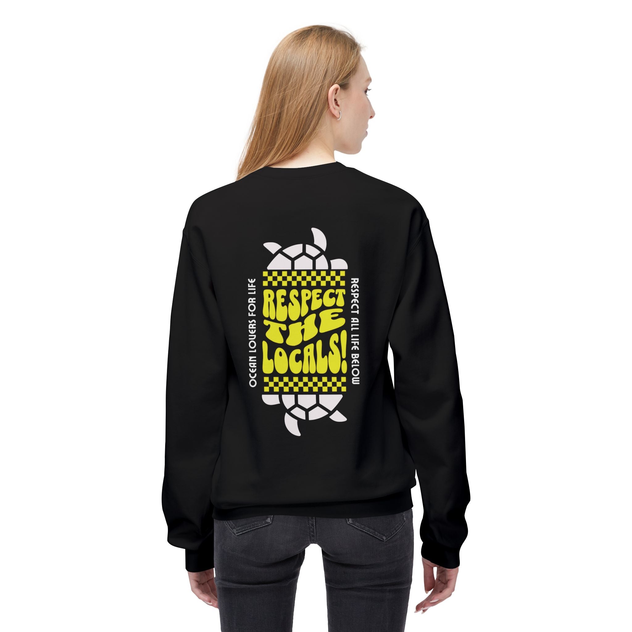 Unisex-Sweatshirt aus mittelschwerem Softstyle-Fleece mit Rundhalsausschnitt „Respect The Locals“