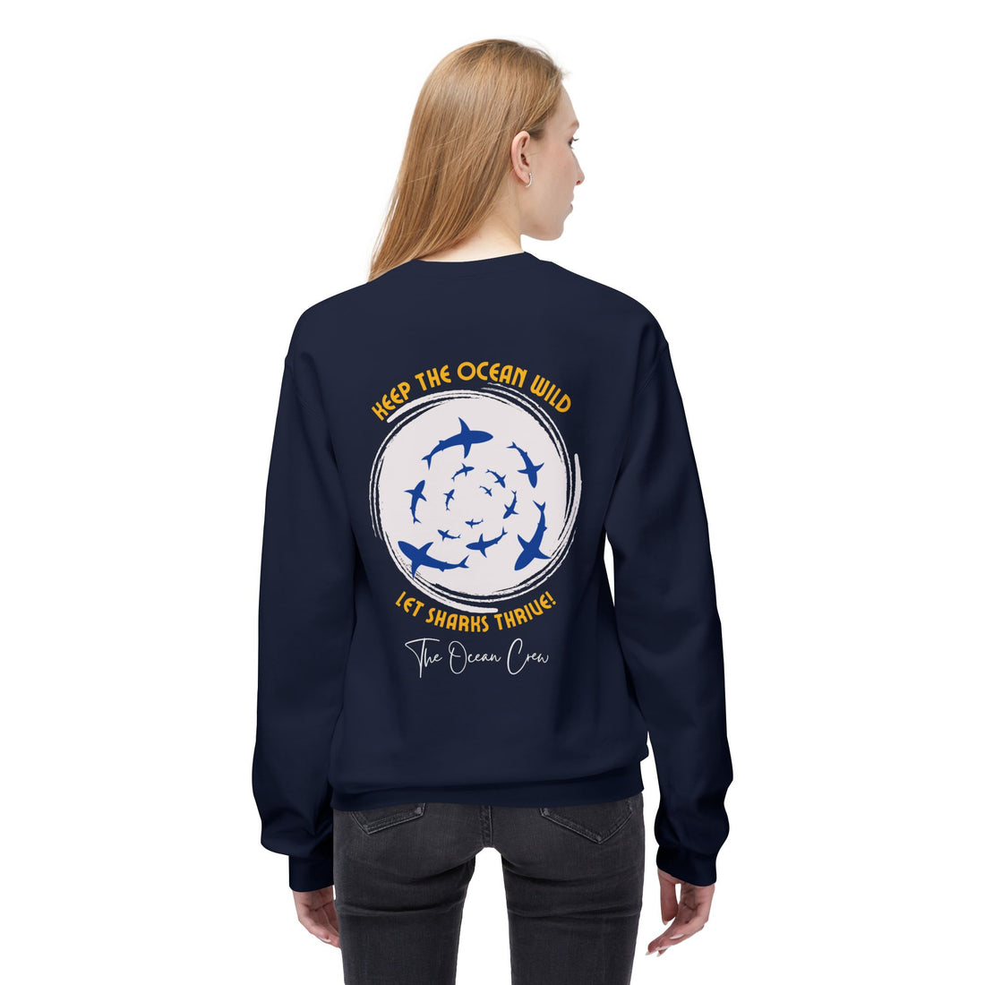 Unisex-Sweatshirt mit Rundhalsausschnitt und weichem Fleece mittlerer Stärke Haie