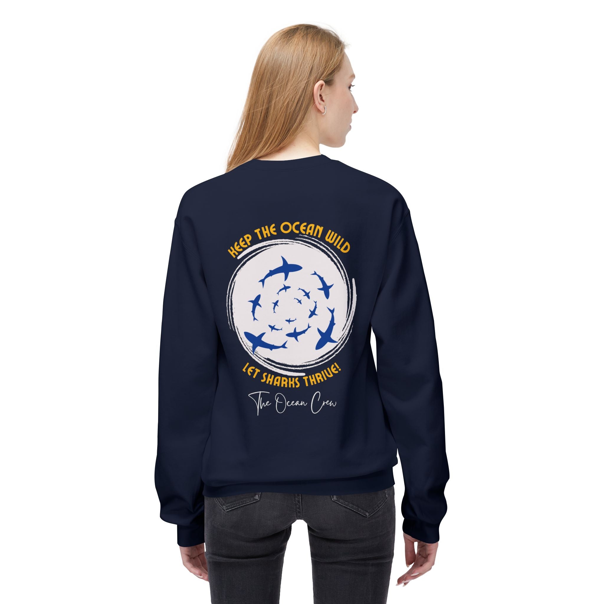 Unisex-Sweatshirt mit Rundhalsausschnitt und weichem Fleece mittlerer Stärke Haie