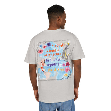 Inspirational Koi Tee - Unisex Heavy Oversize T-Shirt with Positive Quote