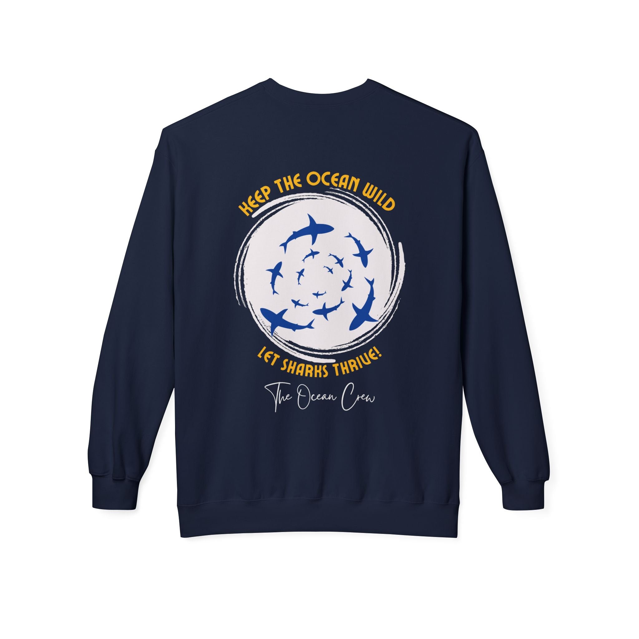Unisex-Sweatshirt mit Rundhalsausschnitt und weichem Fleece mittlerer Stärke Haie