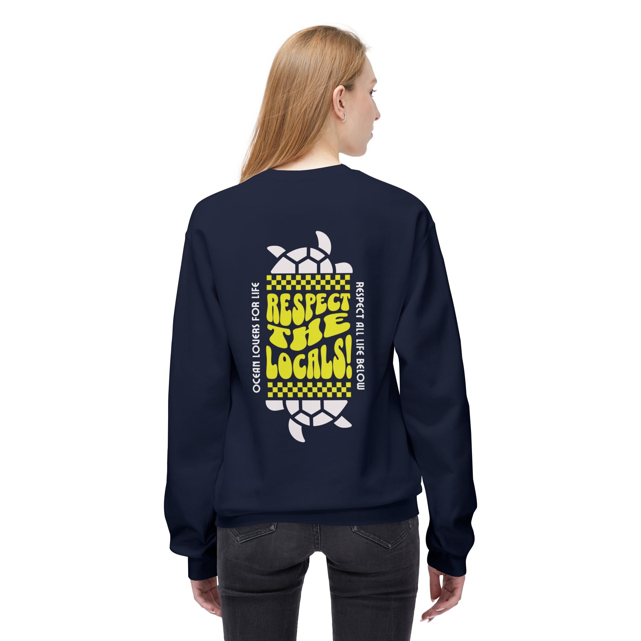 Unisex-Sweatshirt aus mittelschwerem Softstyle-Fleece mit Rundhalsausschnitt „Respect The Locals“