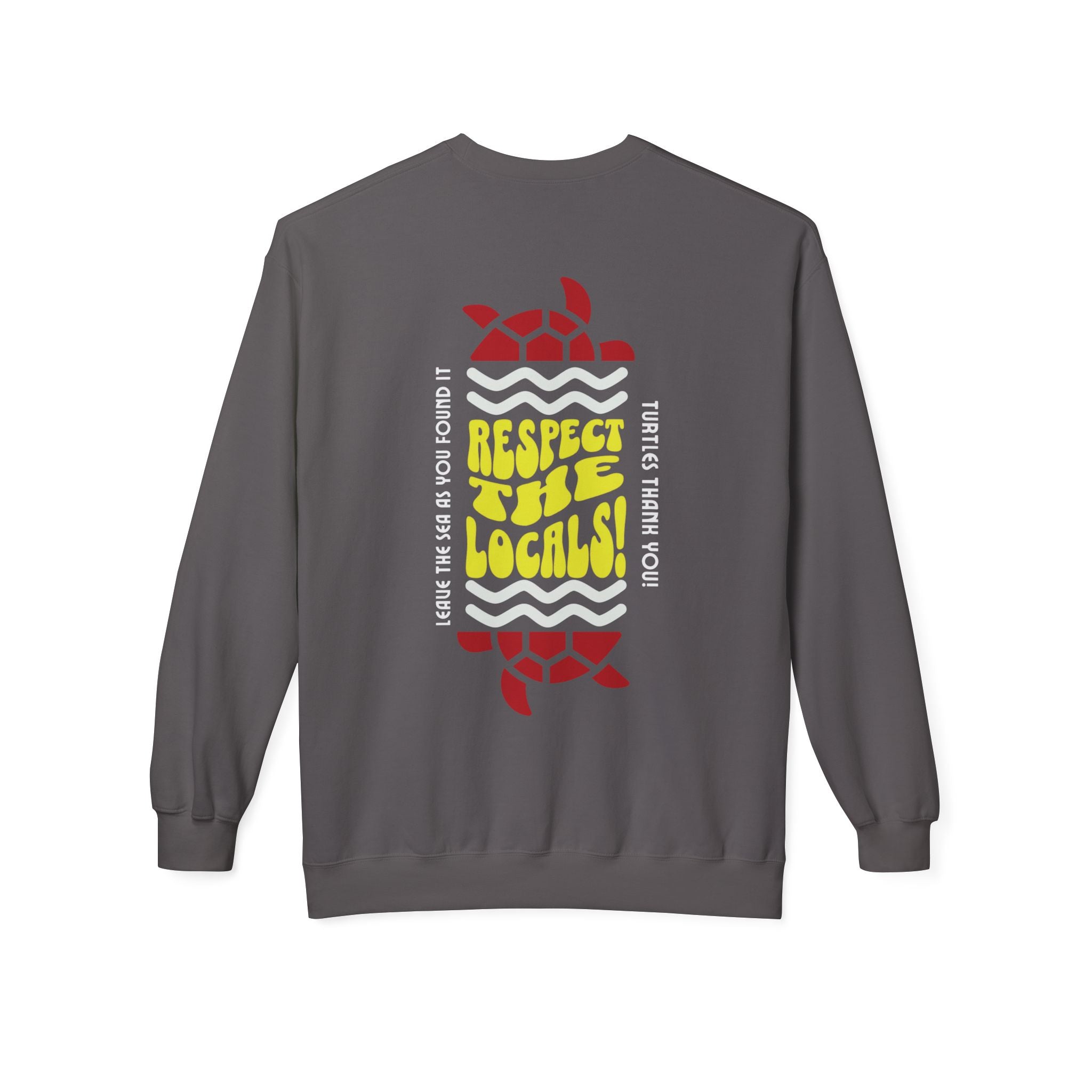 Unisex-Sweatshirt mit Rundhalsausschnitt und weichem Fleece, mittelschwer, Respect The Locals Schildkröte