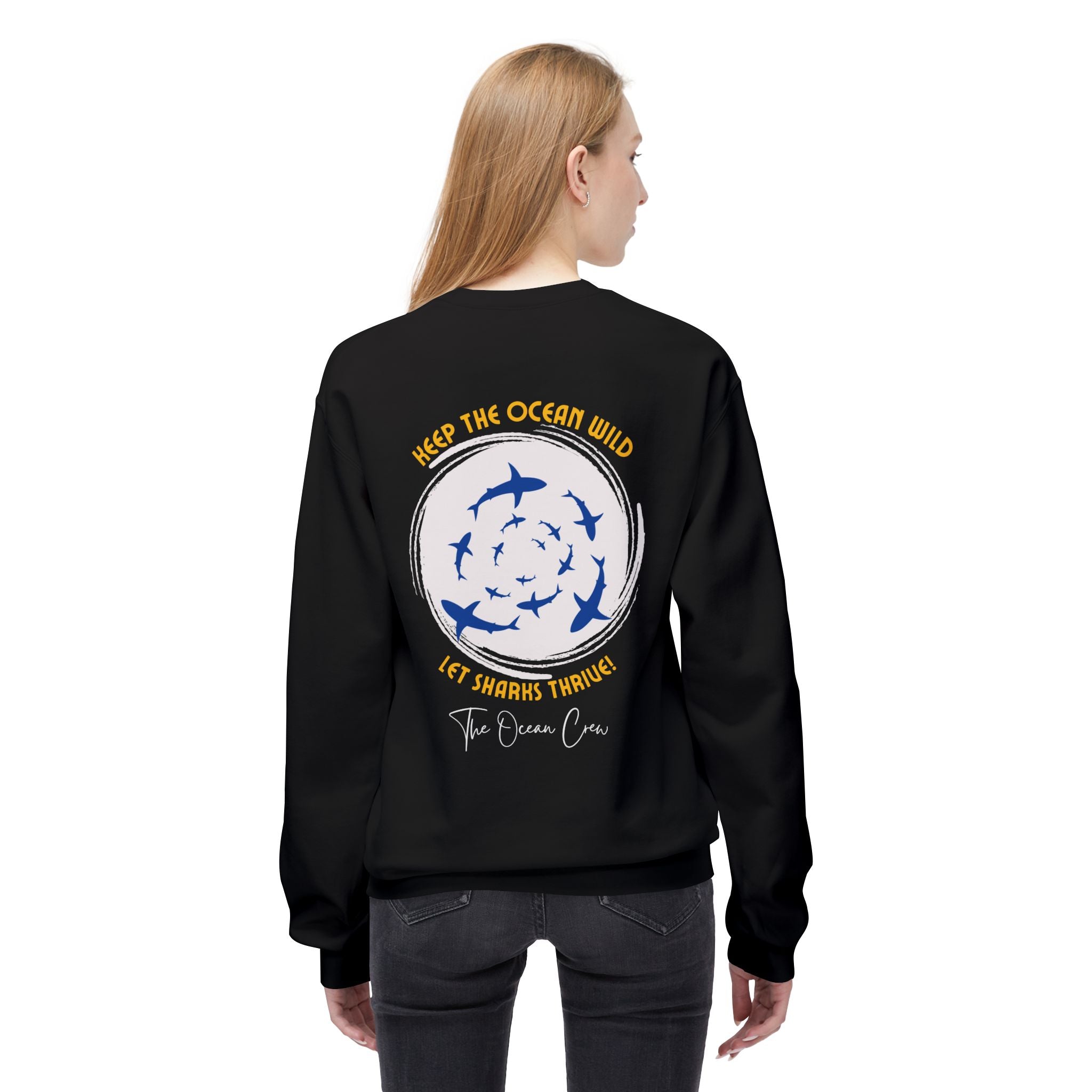 Unisex-Sweatshirt mit Rundhalsausschnitt und weichem Fleece mittlerer Stärke Haie
