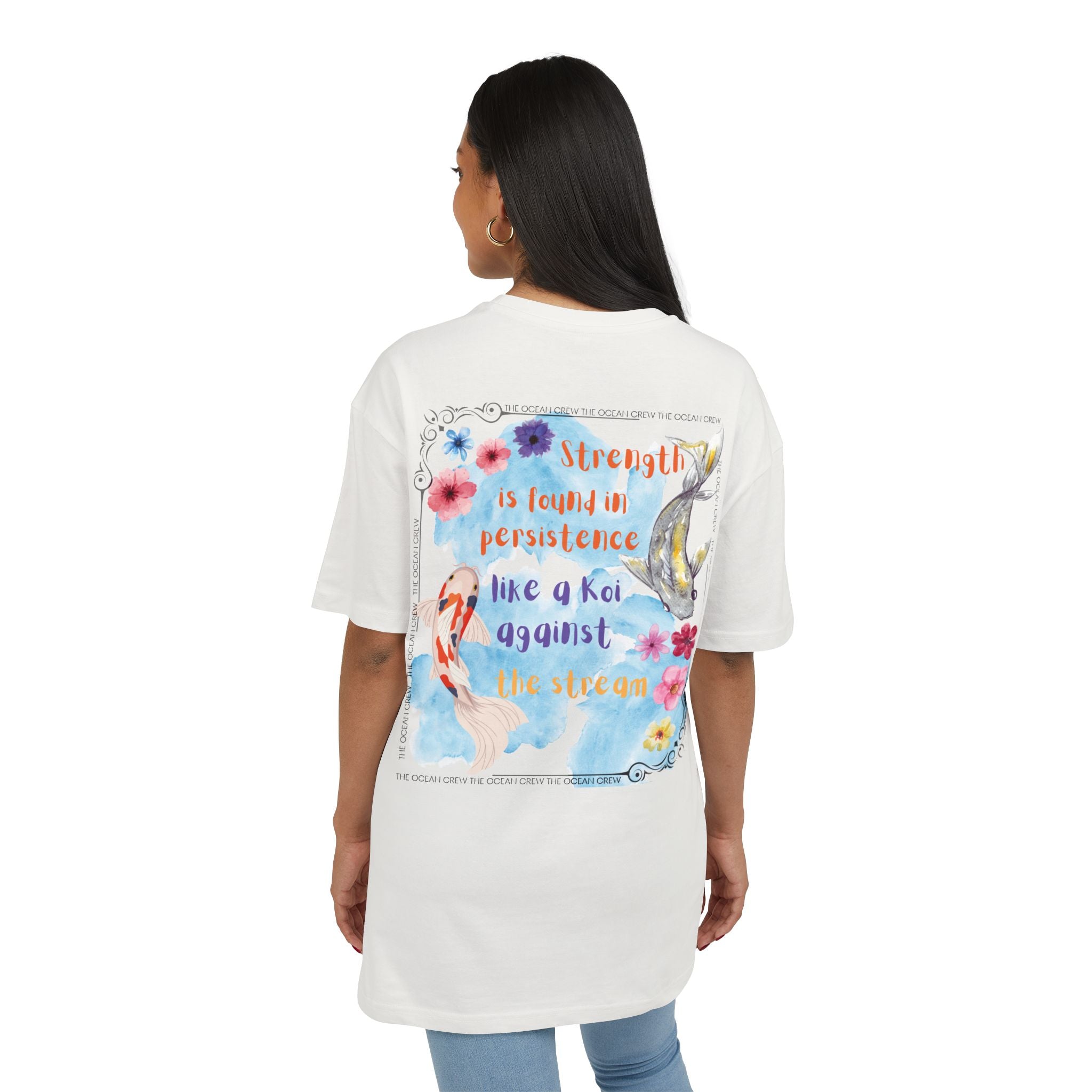 Inspirational Koi Tee - Unisex Heavy Oversize T-Shirt with Positive Quote