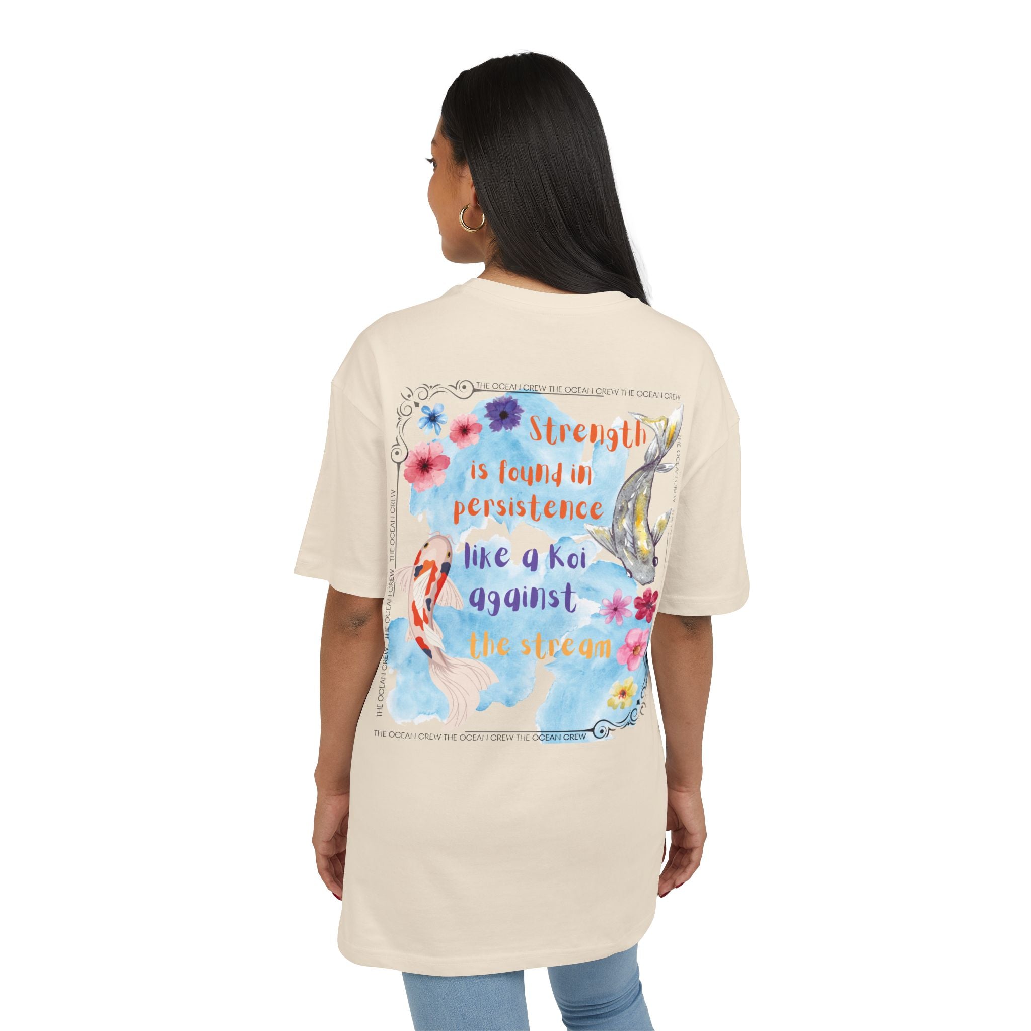 Inspirational Koi Tee - Unisex Heavy Oversize T-Shirt with Positive Quote